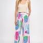 Printed Wide Leg Pant With Elastic Back