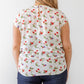 Plus Flower Print Ruched Top