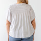 Plus Grey Cotton Blend Smoked Short Sleeve Top