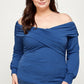 Plus Size Solid Wrap Dressy Top